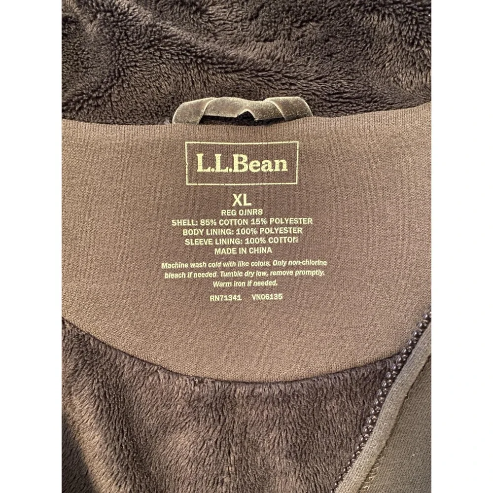 L.L. Bean Jacket‎ Mens XL Brown Fleece Lined Full Zip Mock Neck Classic *READ*